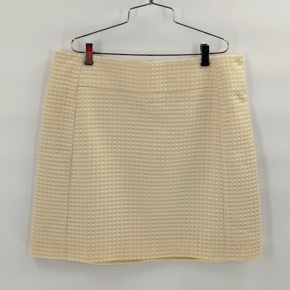 LOFT neon yellow size 12 a-line skirt, hidden zip back, lined, swiss dot